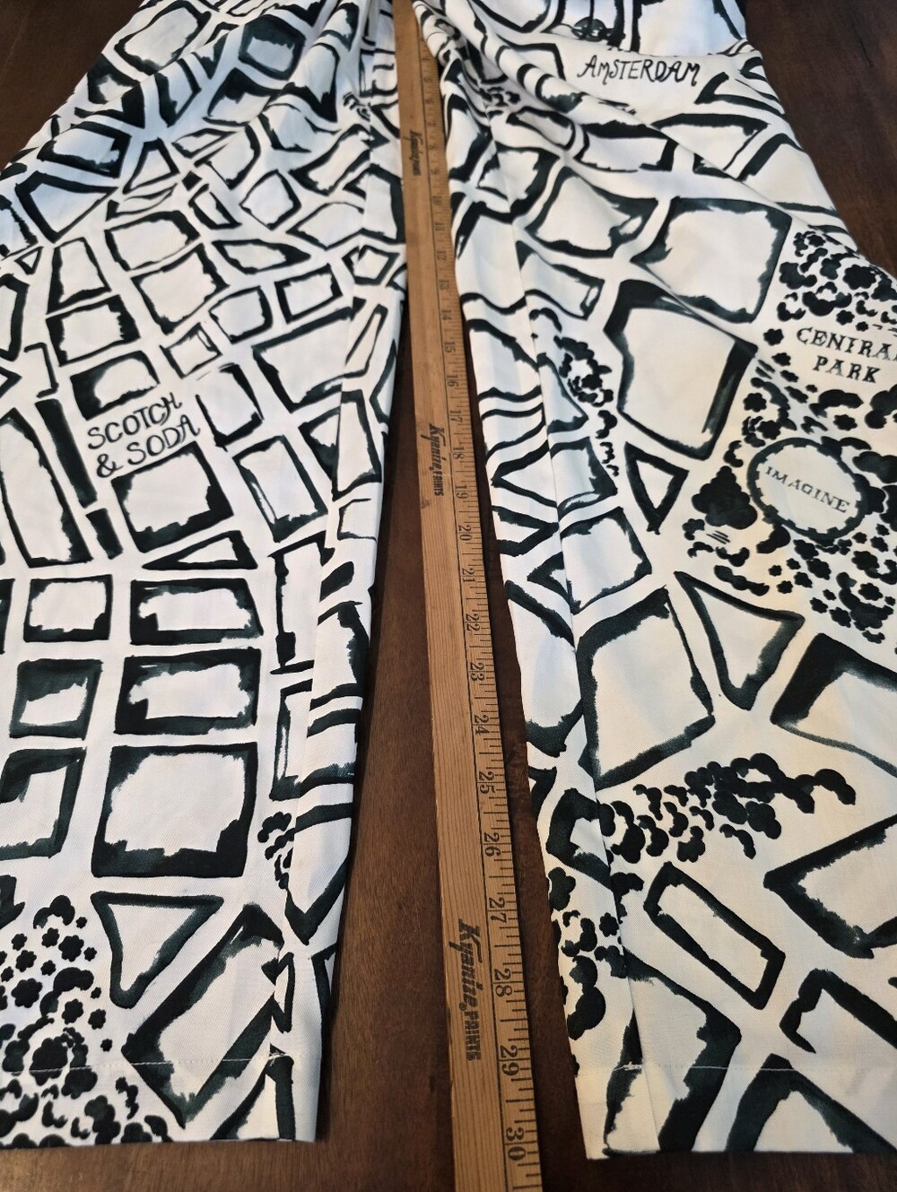 NWT Scotch & Soda Eleni Pants Amsterdam Print White Green High Rise Wide Leg Sm - Picture 10 of 13